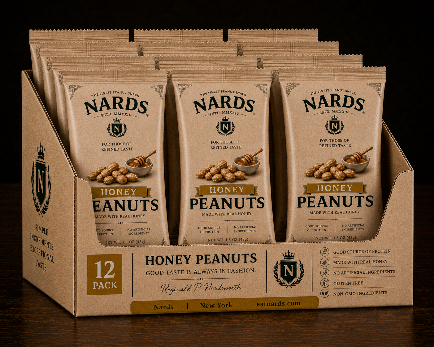 Honey Peanuts, 12-Pack (1.5oz pouches)