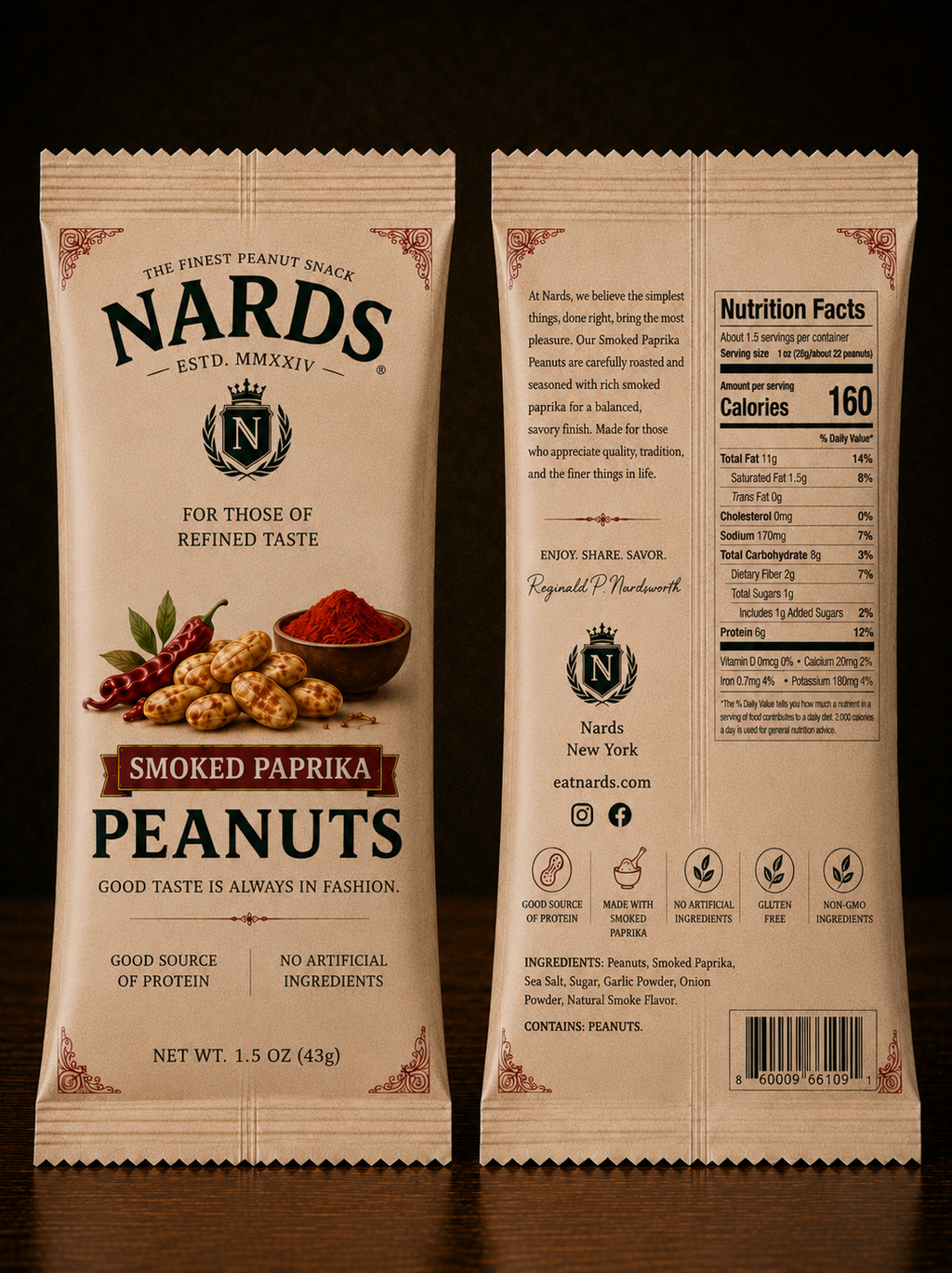 Smoked Paprika Peanuts, 12-Pack (1.5oz pouches)